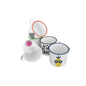 Taza Peltre Blanca de Color